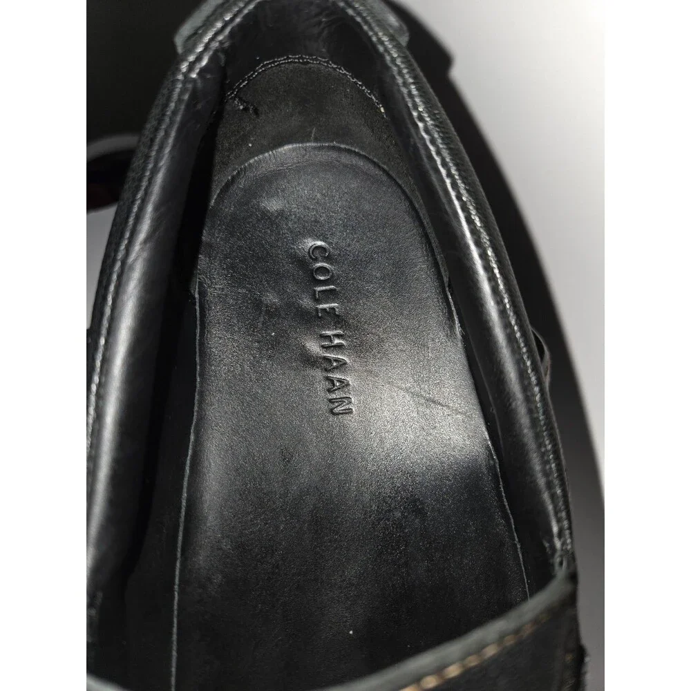 Cole Haan TUCKER Black Venetian Leather Loafers Comfort Driver Mens Shoes 10 M